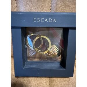 Vintage Escada Gold Toned Heart Shaped Key Chain In Original Box